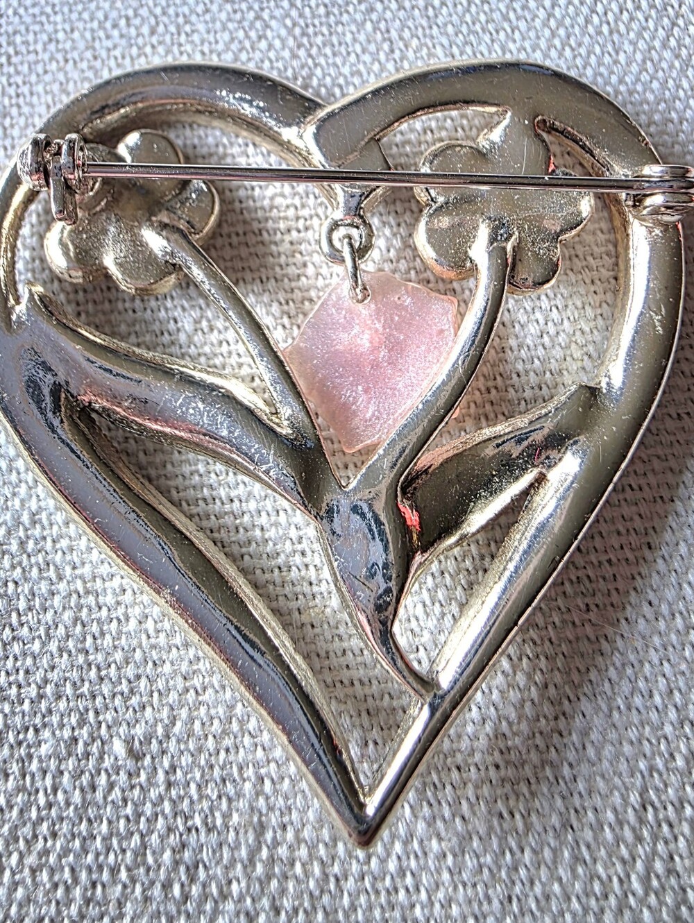 Liz Claiborne Villager Enamel Rhinestone - Dangling Flower Heart Pendant - Picture 2 of 3